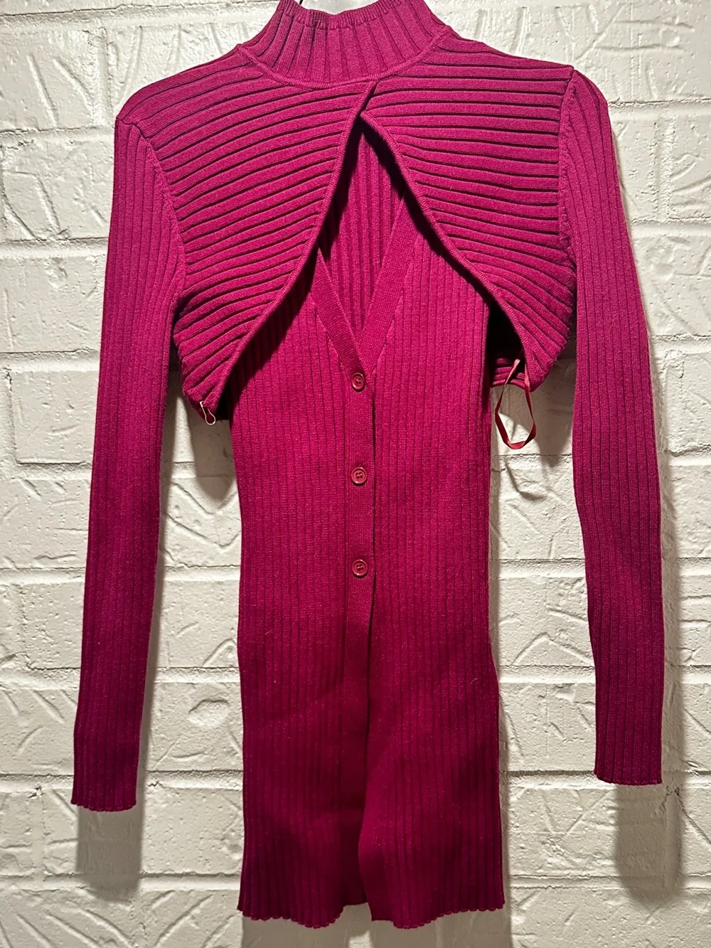 New Ronny Kobo Garner Knit Top in Fuchsia Size Medium